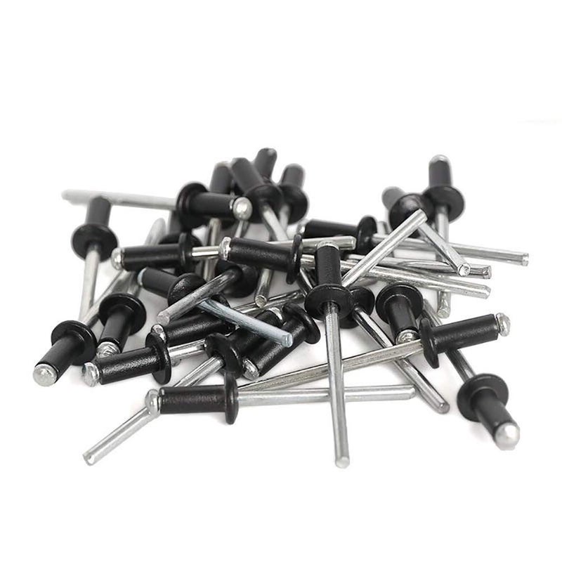 ISPINNER 100pcs 1/8" x 1/2" Aluminum Blind Rivets, 3.2 x 12.7mm Pop Rivets, Pack of 100 (Black) - Image 2